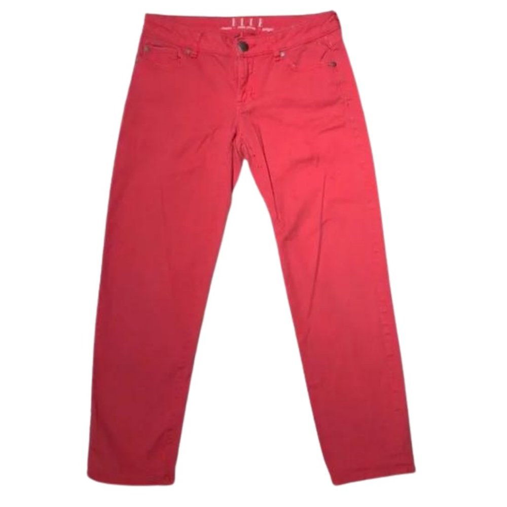 Elle Orangish Pink Salmon Skinny Ankles Jeans
